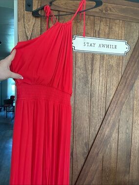 Maurices Bright Red Sleeveless Maxi Dress with Tie Straps